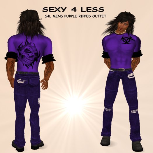 S4L MENS PURPLE RIPPED OUTFIT