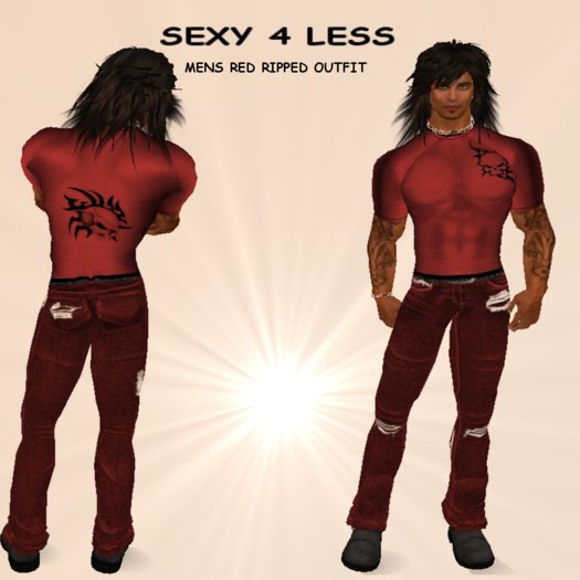 S4L MENS RED RIPPED OUTFIT