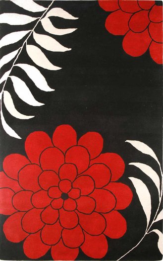 Bold Abstract Finely detailed Red, Black and White Specialty Rug, Copy/Mod