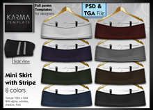 Karma Template - PSD & TGA - Mini Skirt with Stripes - 8 colors - High detailled Texture 1024 px