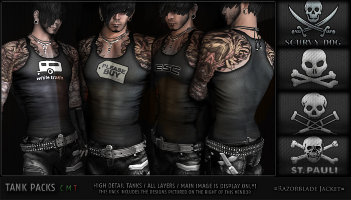 =Razorblade Jacket= Mens Tank 4 Pack 17
