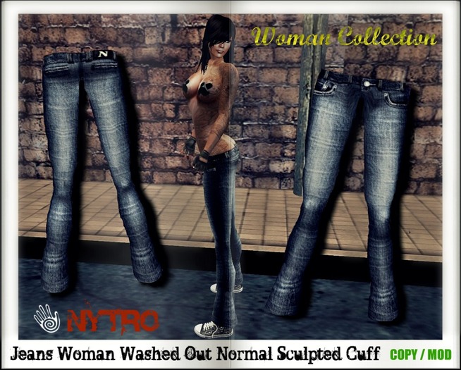 $$ - NyTrO - $$ Jeans Woman Washed Out Normal Low Rise Street Wear (Box)