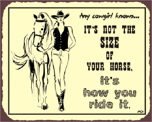 Its Not The Size Of The Horse - Its How You Ride It - Sign