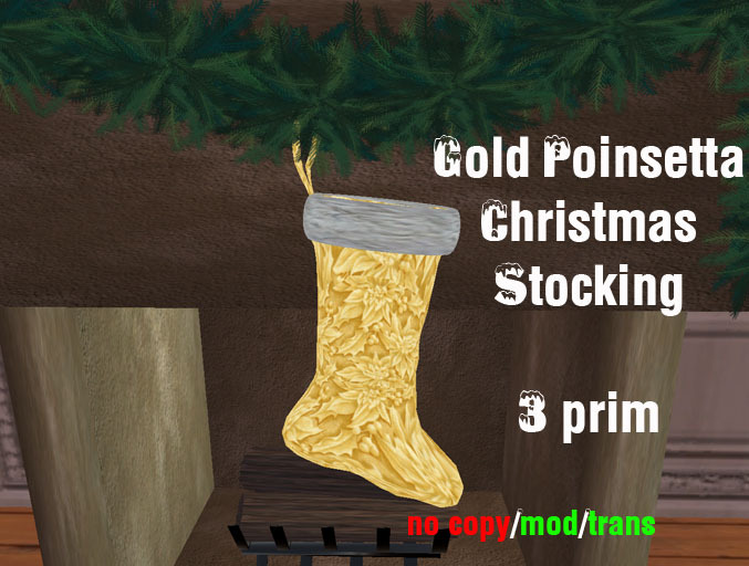 Gold  Poinsettia Stocking
