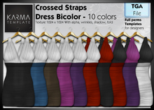 Karma Template - TGA - Crossed straps dress Bicolor - 10 Colors - High detailled Texture 1024 px