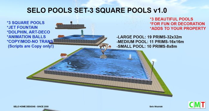 Second Life Marketplace - SELO POOLS SET-3 SQUARE POOLS (MP)