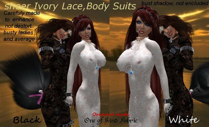 Ivory sheer Lace. blk and white