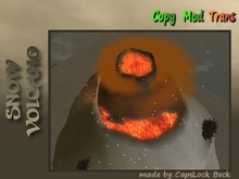 Active volcano with snow, lava and particles
