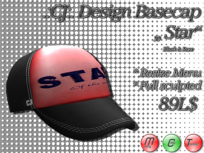 Basecap Star Black-Rose