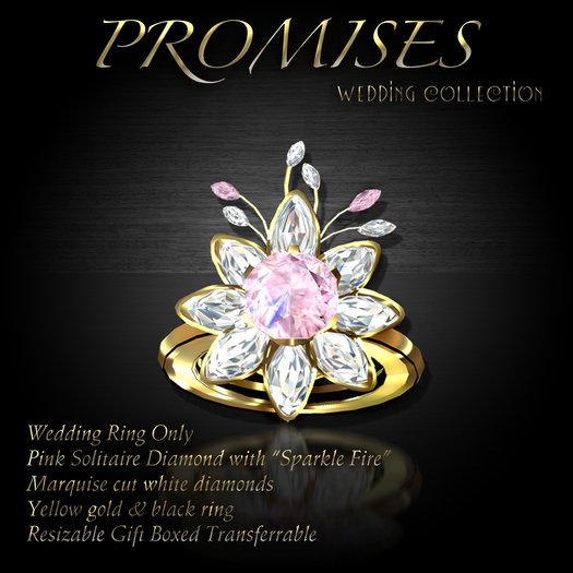 Exquisite Promises Pink Wedding Ring Yellow Gold