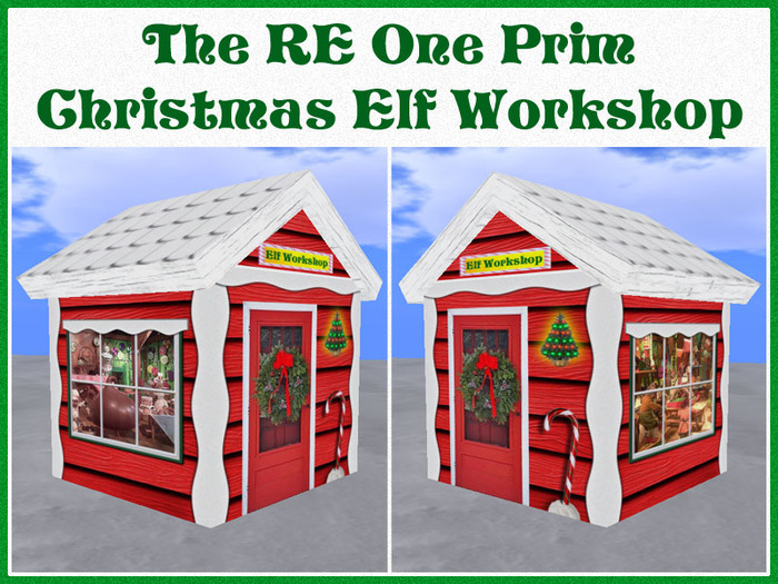 RE One Prim Christmas Elf Workshop - Fun Xmas Decoration! Copy/Mod