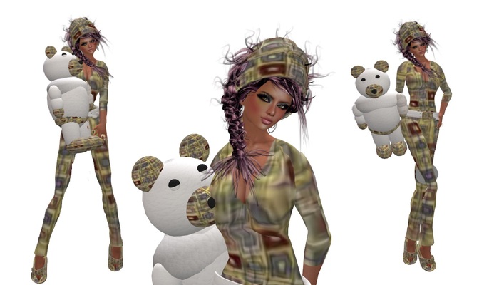~~Retro Pin'up~~pajamas Pjs psychedelic 2  slipper, hat, bear !