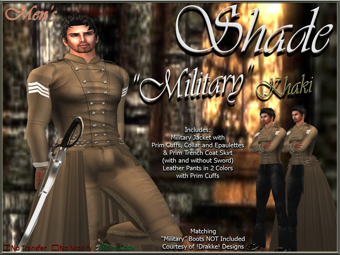 !SHADE! "Military" For Men Khaki