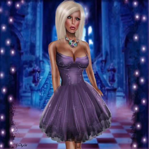 Short Blossom Violet Dress