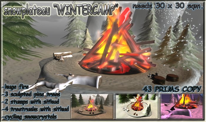 NEW RELEASE "WINTERCAMP" huge campfire snow ice trunks