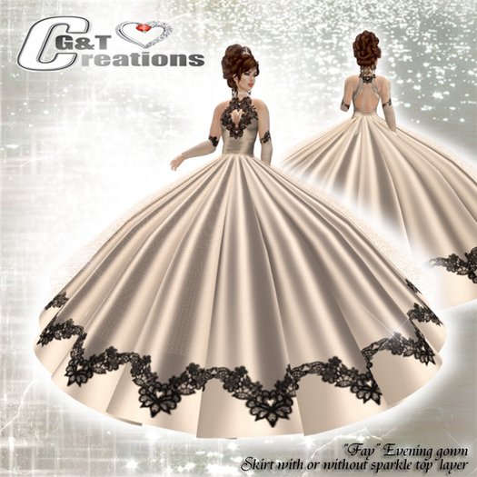 G&T Creations FAY Ballroom Gown Tan mocca skin colormetallic