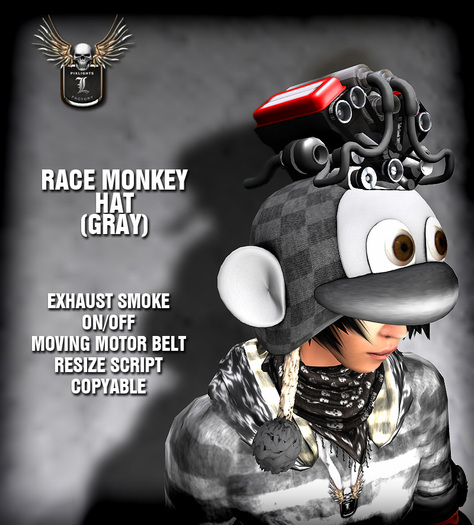 PIXLIGHTS FACTORY RACE MONKEY HAT GRAY 