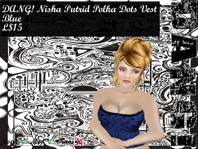 DANG! Nisha ~ Putrid Polka Dots Top ~ Blue