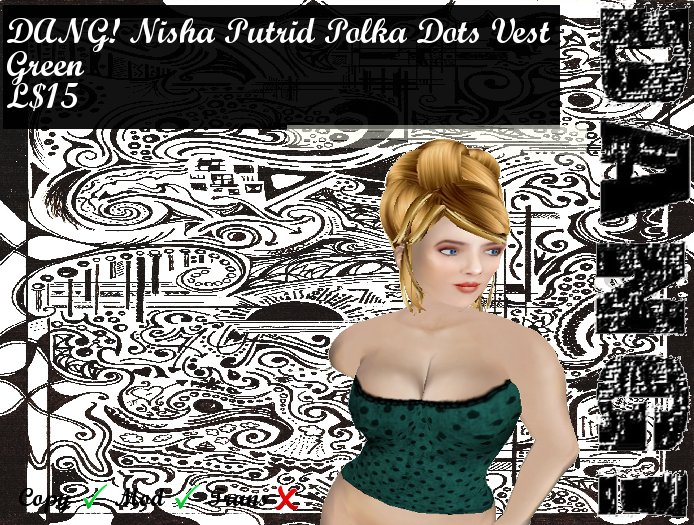 DANG! Nisha ~ Putrid Polka Dots Top ~ Green