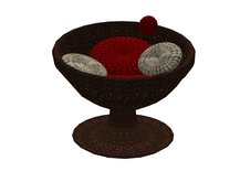 Wicker papson w/red weaved cushion