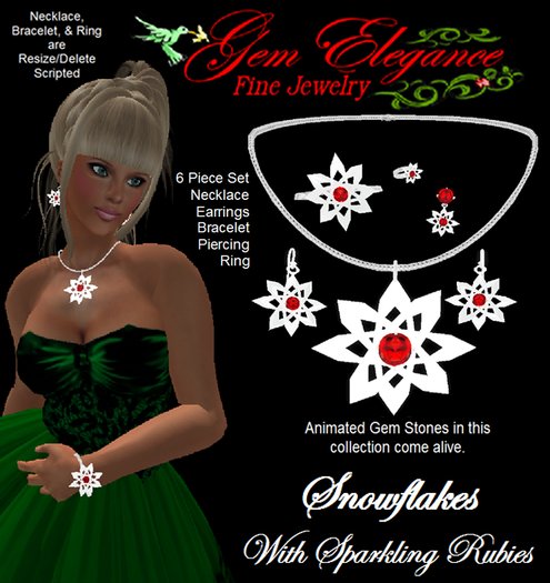 Gem Elegance Snowflake Rubies Set 