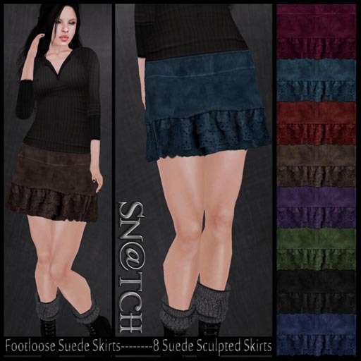 :::Sn@tch Footloose Suede Sculpted Skirts:::