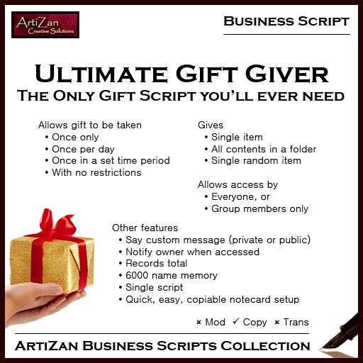 ArtiZan Business Script: Ultimate Gift Giver - The only gift script you’ll ever need