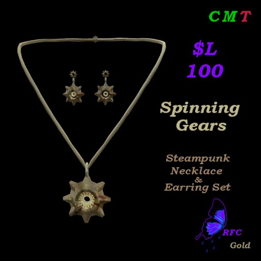 Spinning Gears Necklace Set - Gold