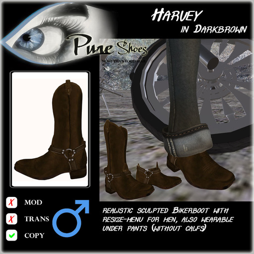 << PURE >> Pure Shoes - Harvey (in Darkbrown) [inworld price 99L$]