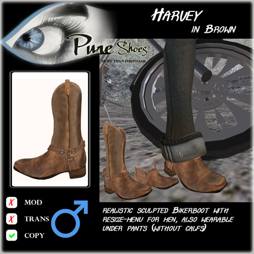 << PURE >> Pure Shoes - Harvey (in Brown) [inworld price 99L$]