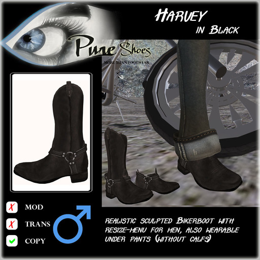 << PURE >> Pure Shoes - Harvey (in Black) [inworld price 99L$]