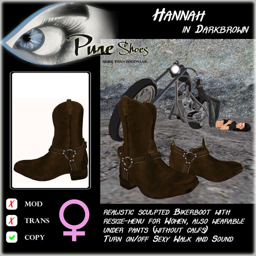 << PURE >> Pure Shoes - Hannah (in Darkbrown) [inworld price 99L$]
