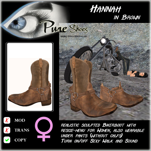 << PURE >> Pure Shoes - Hannah (in Brown) [inworld price 99L$]