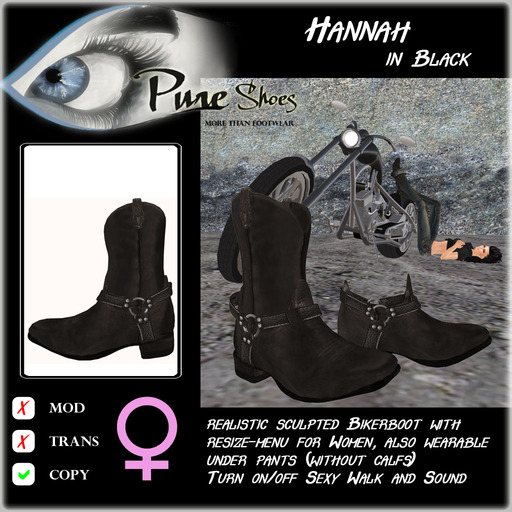 << PURE >> Pure Shoes - Hannah (in Black) [inworld price 99L$]