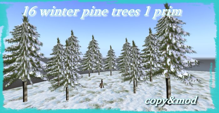 winter pinetrees 1 prim 
