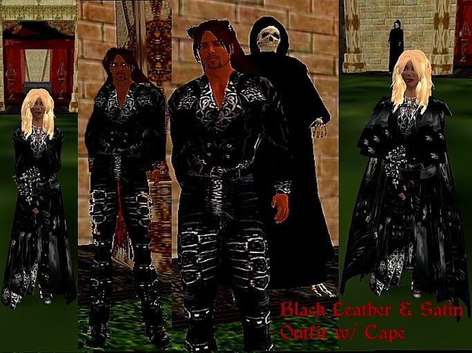 Satin & Leather Buckle Outfit w/cape
