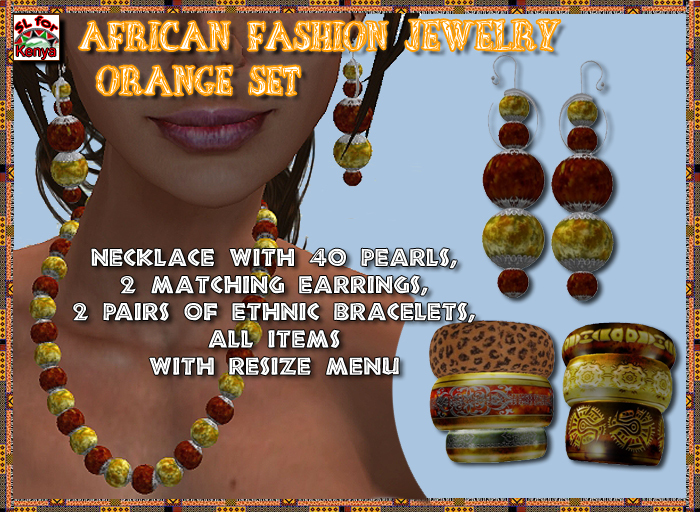 African Jewelry Orange Set