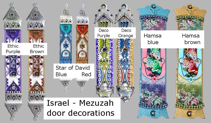Israel mezuzah - Hamsa blue - texture