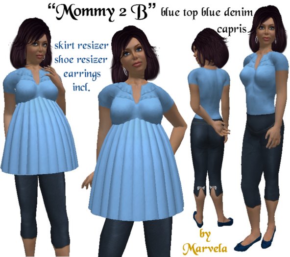"*Mommy 2 B" Blue Top Blue Denim Capris