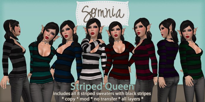 .: Somnia :. Striped Queen {Black} {Boxed}