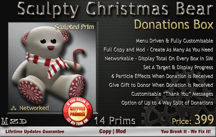 Lovable Christmas Bear - Donations Box