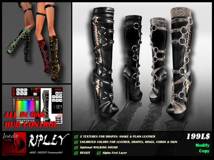 *INEDIT* Footwear027 RIPLEY in 2 Leather Options (plain or snake).