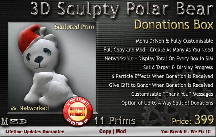 3D Polar Bear - Donations Box