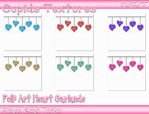 6 FOLK ART HEART GARLANDS Textures