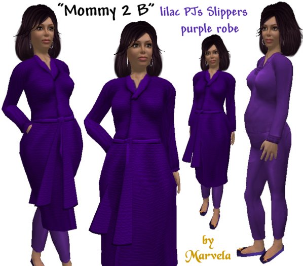 "*Mommy 2 B" Lilac PJs Slippers Purple Robe