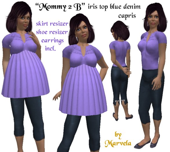 "*Mommy 2 B" Iris Top Blue Denim Capris