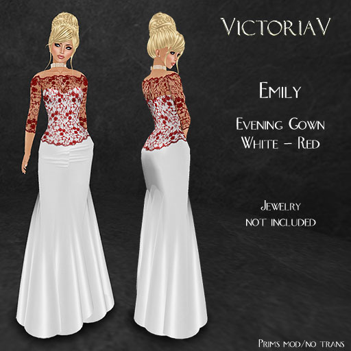 VictoriaV - Emily Evening Gown White - Red