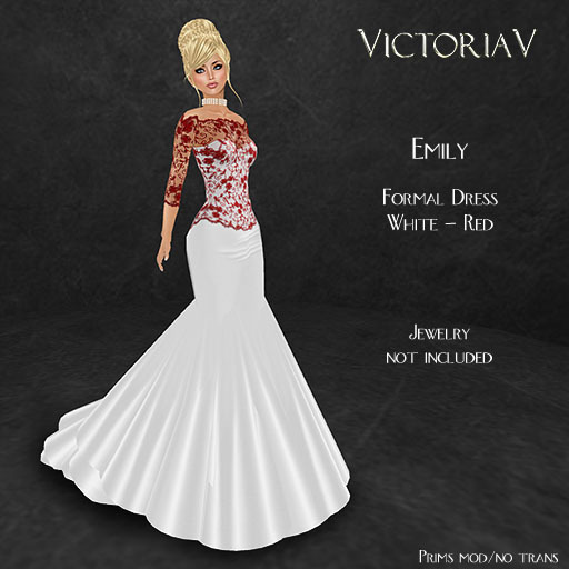 VictoriaV - Emily Formal Gown White - Red
