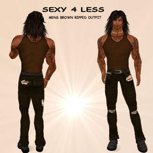 S4L MENS BROWN RIPPED OUTFIT