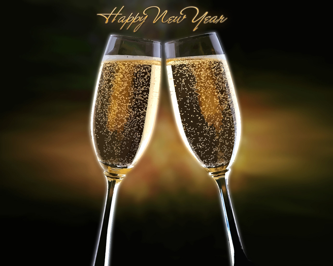 Blue Happy New Year Glass